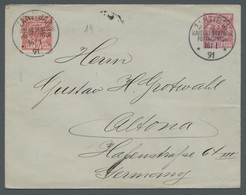 Deutsch-Ostafrika - Vorläufer: Zanzibar: 1891, "10 Pfg. Krone/Adler Lebhaftrosarot" Als Zusatzfranka - Deutsch-Ostafrika