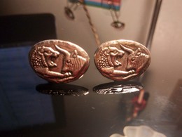 Boutons De Manchettes Argentés - LION RUGISSANT & TAUREAU - Cuff Links & Studs