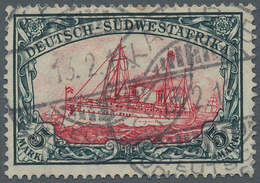 Deutsch-Südwestafrika: 1906, 5 Mark Schiffszeichnung Sauber Gestempelt Und Einwandfrei, Fotokurzbefu - Africa Tedesca Del Sud-Ovest