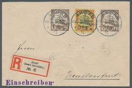 Deutsch-Südwestafrika - Stempel: AROAB; 1914, Kaiseryacht 3 Pfennig (2 Stück) Und 25 Pfennig Jeweils - Africa Tedesca Del Sud-Ovest