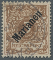 Deutsche Kolonien - Marianen: 1899, 3 Pfg. Gelbbraun, Diagonaler Aufdruck Mit Stempel "Saipan" In Ta - Marianen