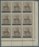 Deutsche Abstimmungsgebiete: Saargebiet: 1920, "3 Pfg. Germania/Sarre Mit Aufdruck In Type II", Neun - Cartas & Documentos