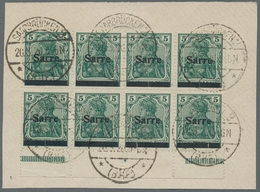 Deutsche Abstimmungsgebiete: Saargebiet: 1920, "5 Pfg. Germania/Sarre", Unterrandachterblock Der Frü - Cartas & Documentos