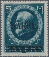 Deutsche Abstimmungsgebiete: Saargebiet: 1920, 5 Mark Bayern-Aufdruck Mit ABART "fetter Kontrollstri - Briefe U. Dokumente