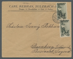 Deutsche Abstimmungsgebiete: Saargebiet: 1926, "20 C. Volkshilfe", Zwei Werte Als MeF Auf Brief Von - Covers & Documents