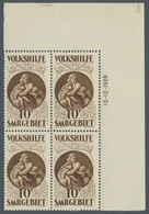 Deutsche Abstimmungsgebiete: Saargebiet: 1928, "Volkshilfe", Eckrandviererblocksatz Aus Der Rechten - Covers & Documents