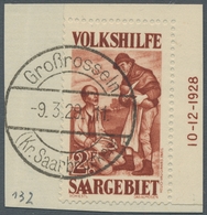 Deutsche Abstimmungsgebiete: Saargebiet: 1928, "50 C. Und 1 Bzw. 2 Fr. Volkshilfe", Sehr Sauber Gest - Cartas & Documentos