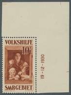 Deutsche Abstimmungsgebiete: Saargebiet: 1931, "Volkshilfe/Gemälde III", Eckrandsatz Mit Druckdatum, - Briefe U. Dokumente