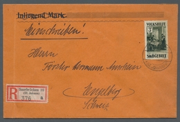 Deutsche Abstimmungsgebiete: Saargebiet: 1931, 3 Fr. Grünoliv, Portoger. Ef Auf R-Brief Von Saarbrüc - Covers & Documents