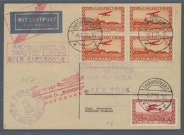 Deutsche Abstimmungsgebiete: Saargebiet: 1932, Katapultflug Nordatlantik, Zulieferung SAARGEBIET, Ka - Cartas & Documentos