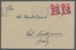 Saarland (1947/56): 1947, "5 Fr. Auf 20 Pfg. Urdruck", Waagerechtes Paar Als Portorichtige MeF Auf B - Cartas & Documentos