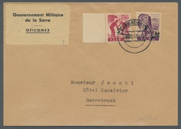 Saarland (1947/56): 1947, "5 Fr. Auf 20 Pfg. Urdruck", Linkes Randstück Mit Zusatzfrankatur Als Port - Cartas & Documentos