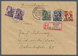 Saarland (1947/56): 1947, "10 Fr. Auf 50 Pfg. Urdruck" Als Portorichtige MiF Mit Mi. 228 Z I/I Und I - Cartas & Documentos