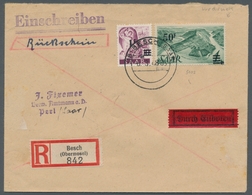 Saarland (1947/56): 1947, "50 Fr. Auf 1 Mk. Urdruck" Mit Zusatzfrankatur Als Portorichtige MiF Auf S - Briefe U. Dokumente