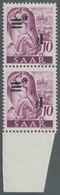 Saarland (1947/56): 1947, "Saar II", Acht Postfrische Werte Mit Kopfstehendem Aufdruck, Einmal Eckza - Covers & Documents