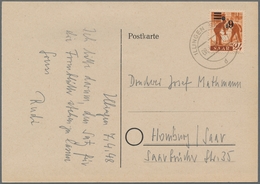 Saarland (1947/56): 1947, "6 Fr. Auf 24 Pfg. Urdruck Mit Falschem Kopfstehenden Aufdruck", Sauber Al - Covers & Documents