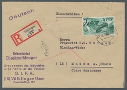 Saarland (1947/56): 1947, "50 Fr. Auf 1 Mk. Neuauflage Mit Kopfstehendem Aufdruck", Sauber Mit VÖLKL - Briefe U. Dokumente