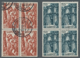 Saarland (1947/56): 1948, "Saar III", Gestempelter Viererblocksatz, Teils Kleine Einschränkungen (ge - Cartas & Documentos