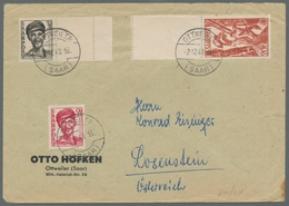Saarland (1947/56): 1948, "Saar III", Drei Frankierte Belege Mit U.a. Randwerten Mit Leerfeldern, Se - Briefe U. Dokumente