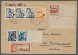 Saarland (1947/56): 1948, "10 C. Und 9 Fr. Saar III Mit Leerfeld", Eckrand- Und Randwert Mit Zusatzf - Cartas & Documentos