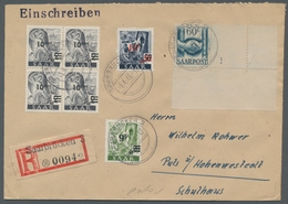 Saarland (1947/56): 1948, "60 C. Saar III Mit Leerfeld", Eckrandwert Mit Zusatzfrankatur Als Portori - Covers & Documents