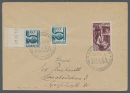 Saarland (1947/56): 1948, Saar III, 60c Grünlichblau, Mit Anhängendem Leerfeld U. Druckdatum, In Mif - Covers & Documents