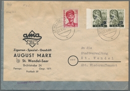 Saarland (1947/56): 1948, "2 Fr. Saar III" In MiF Mit Waag. Randpaar Mi. 229 Z Auf Portorichtigem Be - Cartas & Documentos