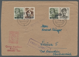 Saarland (1947/56): 1948, "3 Fr. Saar III" Mit Zusatzfrankatur Als Portorichtige MiF Auf Auslandsbri - Covers & Documents