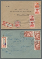 Saarland (1947/56): 1948, "4 Und 20 Fr. Saar III", Fünf Bzw. Drei Werte Je Als Portorichtige MeF Auf - Cartas & Documentos