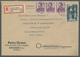 Saarland (1947/56): 1948, "50 Fr. Saar III Ohne Stecherzeichen", Der Heute Nicht Mehr Gelistetete Pl - Covers & Documents