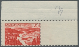 Saarland (1947/56): 1948, "25 Fr. Flugpost Saar III", Postfrischer Eckrandwert Mit Dekorativer Dezen - Covers & Documents