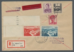 Saarland (1947/56): 1948, "25 Fr. Saar III Mit Leerfeld", Eckrandwert Mit Bogenzählnummer Mit Zusatz - Covers & Documents
