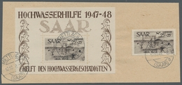 Saarland (1947/56): 1948, "Hochwasserhilfe", Satz Und Blockpaar Je Mit Ersttagsstempel METTLACH (SAA - Cartas & Documentos