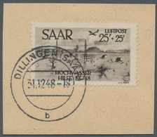 Saarland (1947/56): 1948, "Hochwasserhilfe", Kompletter Satz Je Einzeln Auf Briefstück Mit DILLINGEN - Covers & Documents