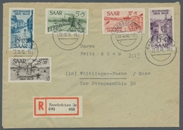 Saarland (1947/56): 1948, "Hochwasserhilfe" Komplett Auf Satz-R-Brief Von SAARBRÜCKEN 3 22.10.48 Nac - Cartas & Documentos