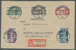 Saarland (1947/56): 1948, "Hochwasserhilfe" Komplett Je Mit Zentralem SAARBRÜCKEN 2 V 30.11.48 Auf S - Cartas & Documentos