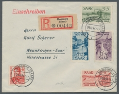 Saarland (1947/56): 1948, "5 Bis 18 Fr. Hochwasserhilfe" Mit Zusatzfrankatur Als Portorichtige MiF A - Cartas & Documentos