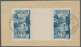 Saarland (1947/56): 1948, "18 Fr. Hochwasserhilfe Als Waagerechtes Zwischenstegpaar", Sauber Mit Zwe - Covers & Documents