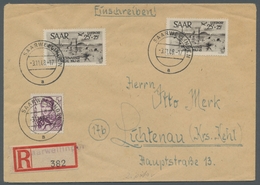 Saarland (1947/56): 1948, "25 Fr. Hochwasserhilfe", Zwei Werte Mit Zusatzfrankatur Auf Portorichtige - Covers & Documents