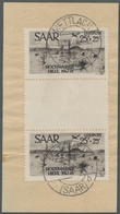 Saarland (1947/56): 1948, "25 Fr. Hochwasserhilfe Als Senkrechtes Zwischenstegpaar", Sauber Mit Zwei - Covers & Documents