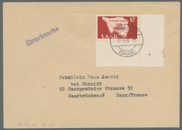 Saarland (1947/56): 1948, 10 Fr. Verfassung, Als Unteres Eckrandstück Auf Portoger. Drucksache Aus B - Cartas & Documentos