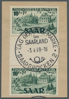 Saarland (1947/56): 1949, "Jugenherbergswerk Als Zwischenstegpaare", Sauber Gestempelte Einheiten In - Covers & Documents