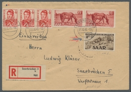 Saarland (1947/56): 1949, "10 Fr. Jugendherbergswerk Mit PLF I" Mit Zusatzfrankatur (u.a. Paar Mi. 2 - Cartas & Documentos