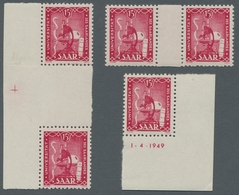 Saarland (1947/56): 1949, "Uni Saar", Postfrischer Eckrandwert Mit Druckdatum Sowie Waag. Und Senkr. - Covers & Documents