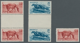 Saarland (1947/56): 1949, "Tag Des Pferdes", Eckrandsatz Mit Druckdatum (einmal Falz Im Rand) Sowie - Cartas & Documentos