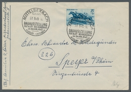 Saarland (1947/56): 1949, "25 Fr. Tag Des Pferdes" Mit Früher Katalogisiertem PLF II "Farbstrich Im - Cartas & Documentos