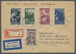 Saarland (1947/56): 1949, "Volkshilfe" Komplett Auf Flug-R-Brief Vom Ersttag SAARBRÜCKEN 3 A 20.12.4 - Cartas & Documentos