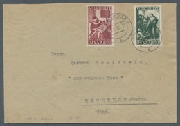 Saarland (1947/56): 1949, Gemälde I, 12 Fr. U.15 Fr. Als Mif Auf Brief Von Saarbrücken N. Eschwege. - Cartas & Documentos