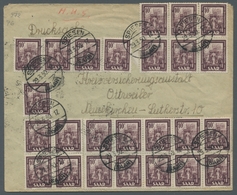 Saarland (1947/56): 1949, "10 C. Saar IV", 50 Werte Vs./rs. Als Seltene Portorichtige Massen-MeF Auf - Covers & Documents