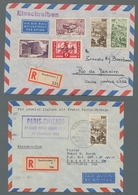 Saarland (1947/56): 1949, "Saar IV", Zusammenstellung Von Vier Frankierten Flugbelegen, Alle Portori - Cartas & Documentos